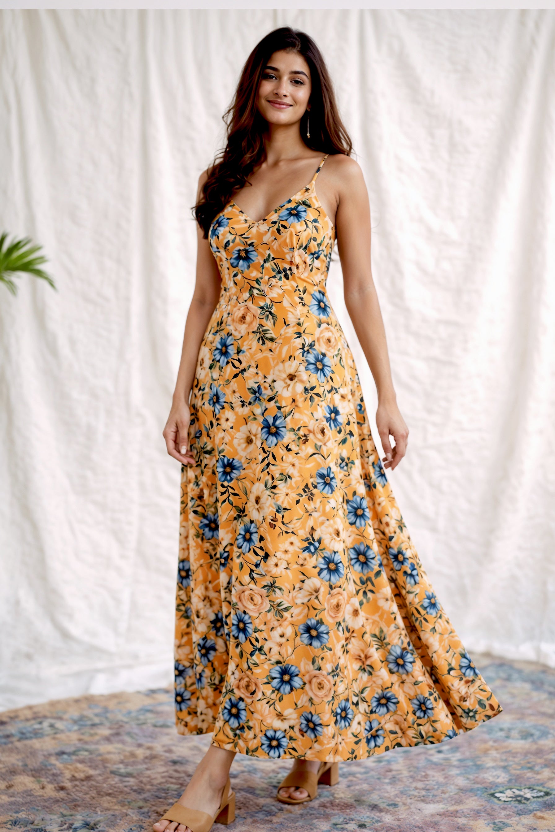 Yellow Floral Maxi Dress – Soft Flow Summer Wear