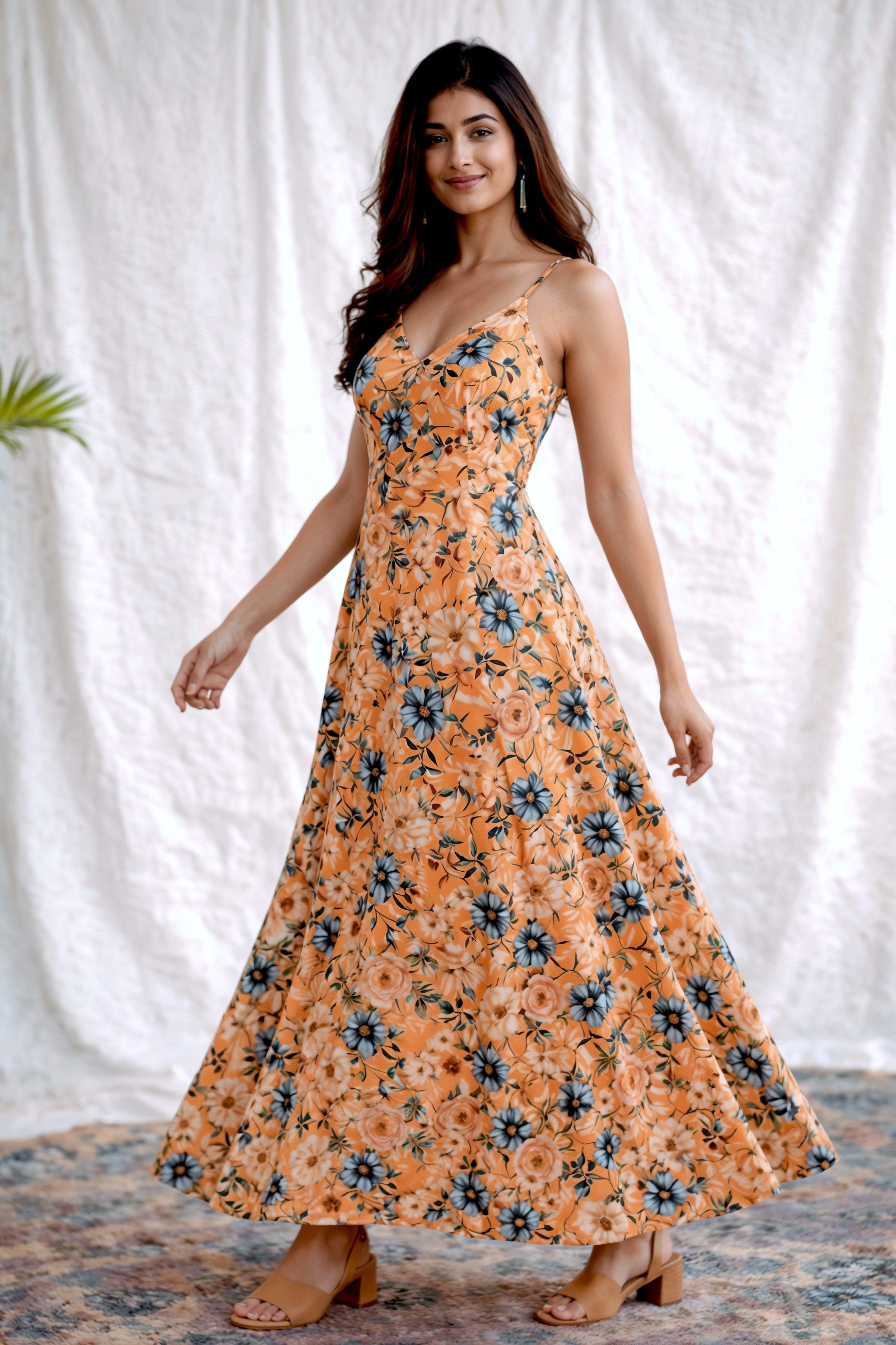 Yellow Floral Maxi Dress – Soft Flow Summer Wear